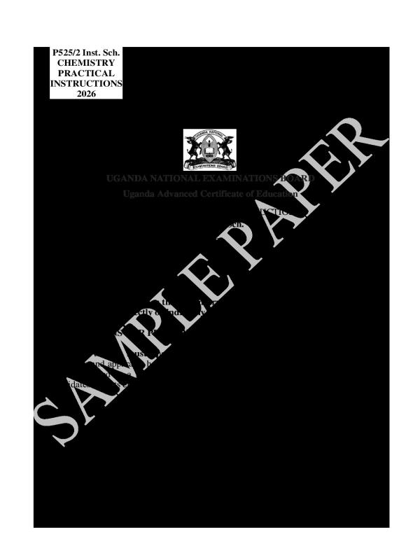 UACE Chemistry Sample Paper 2 (2026) with Instructions for Schools