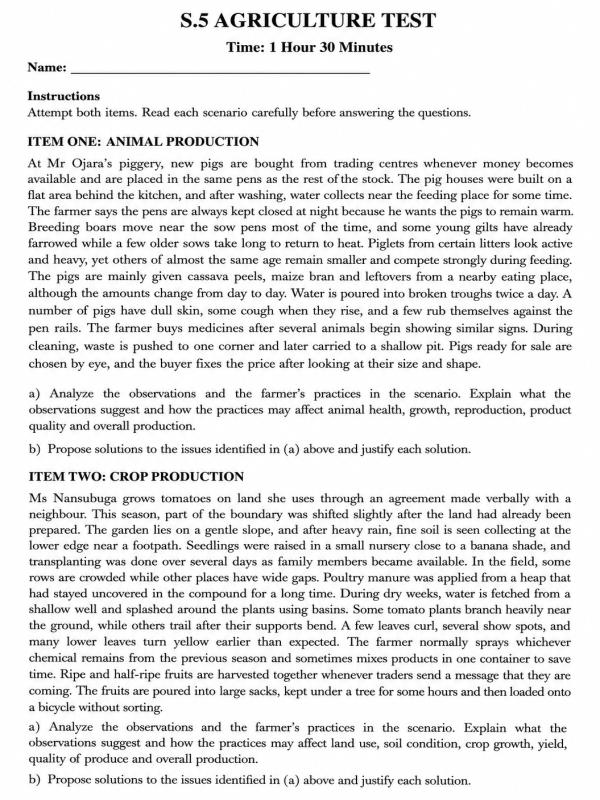 S5 Agriculture Test 01