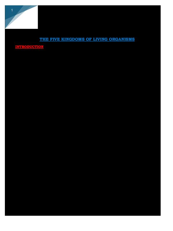 S1 - The Five Kingdoms of Living organisms CBC Biology Notes 2026