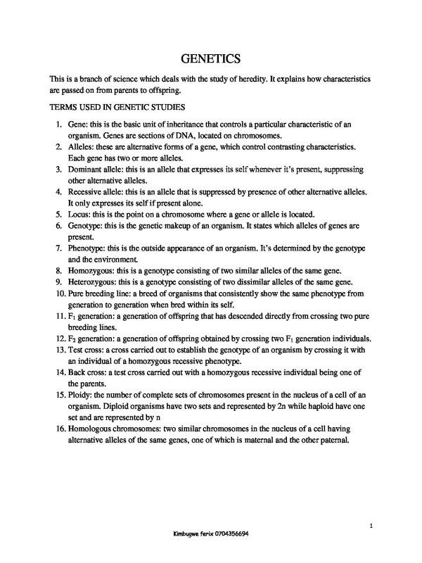 A-Level Biology Notes: Genetics