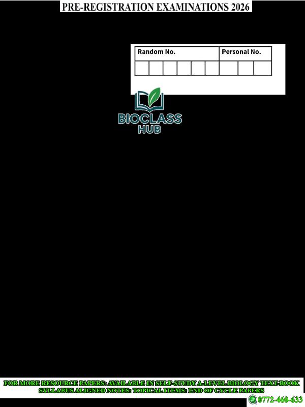Biology Pre-Registration Mock Exam Paper