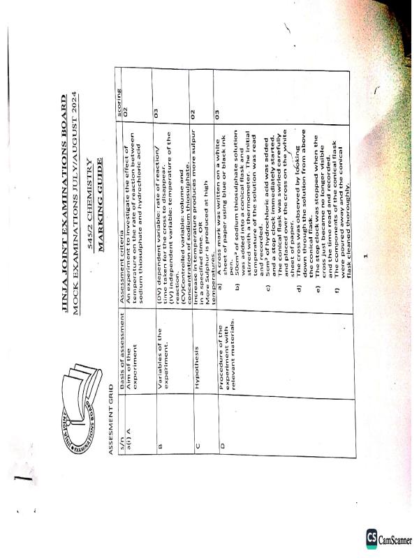 JJEB Senior 4 Chemistry Guide 2024