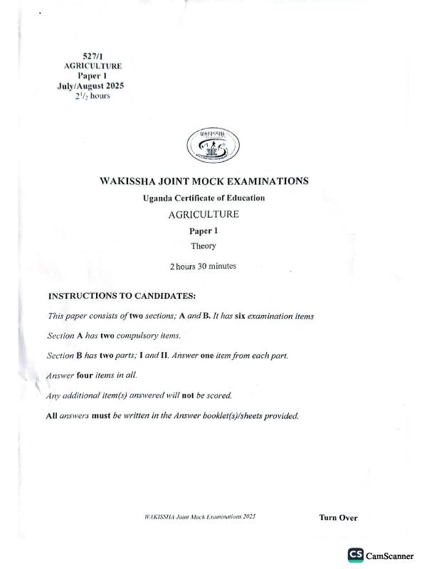 WAKISSHA Mock Examination Paper 2025