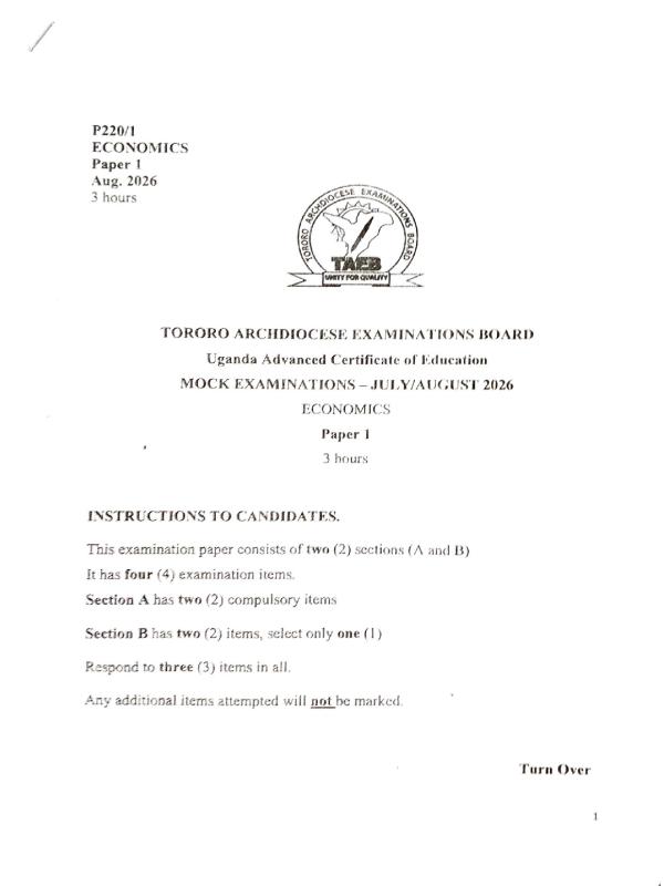 TAEB UACE  Economics Paper 1 Mock Examination