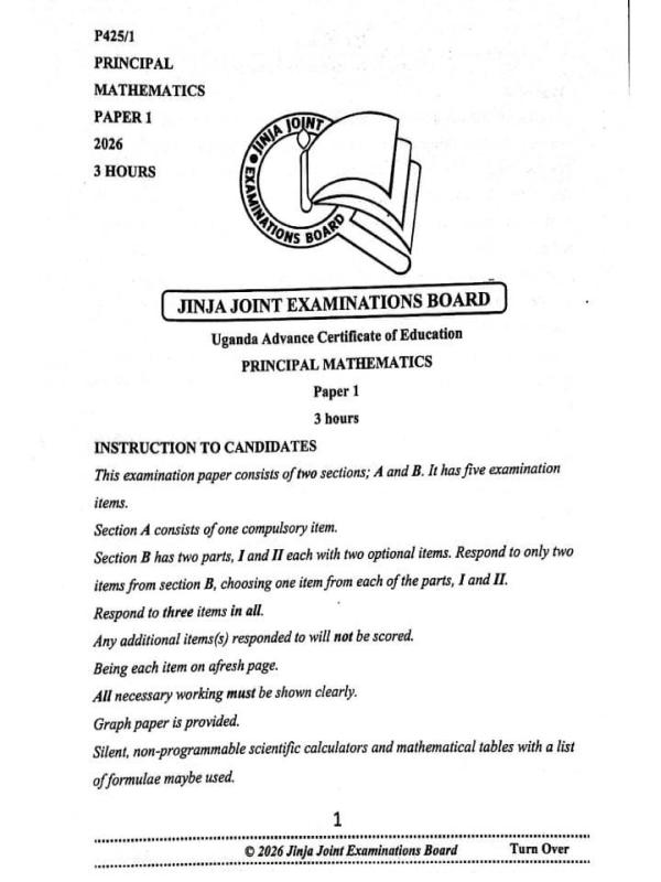 JJEB Mathematics Paper 1
