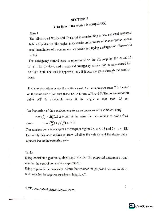 Sec mock Principal Mathematics Mock Paper