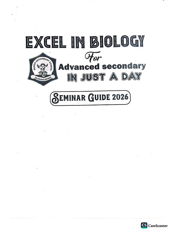 Buddo Secondary School A-Level Biology Seminar Answers 2026