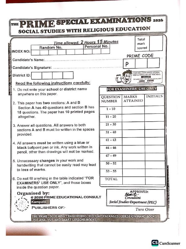 Social Studies Primary Special Notes - Uganda Curriculum