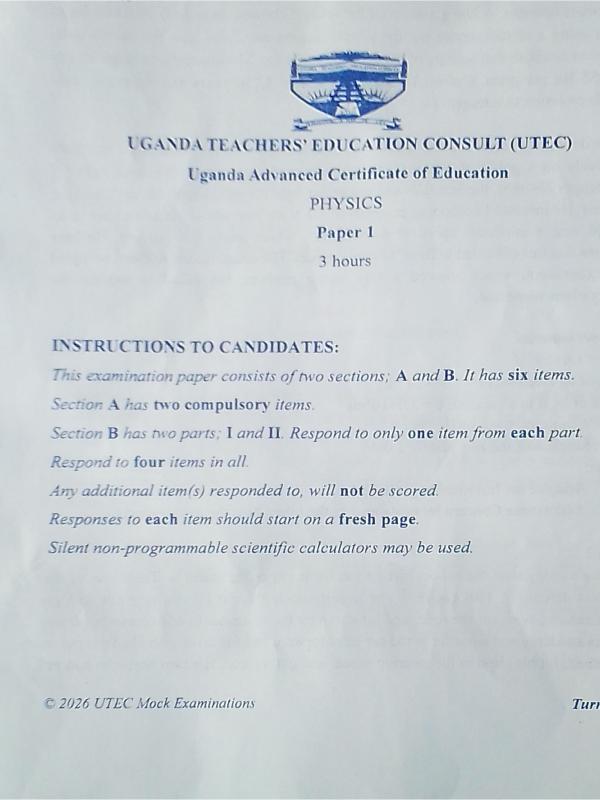 UACE UTEC Mock Physics Theory Paper 2026