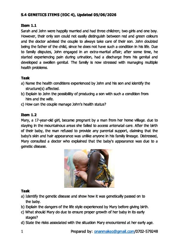 Genetics Practice Questions