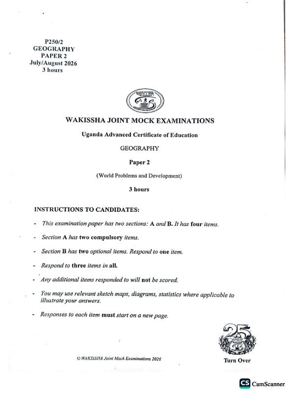 S.6 2026 WAKISSHA mock geography