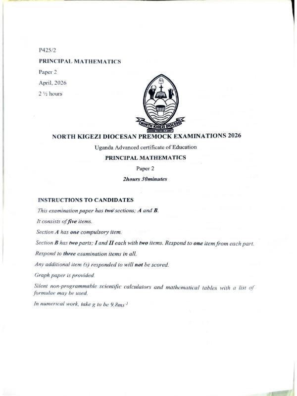 S6 Mathematics 2 NKD EXAMINATIONS 2026