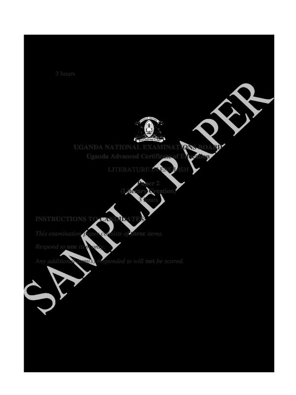 A Level Literature Sample Paper 2 Guide 2026 - Uganda Curriculum