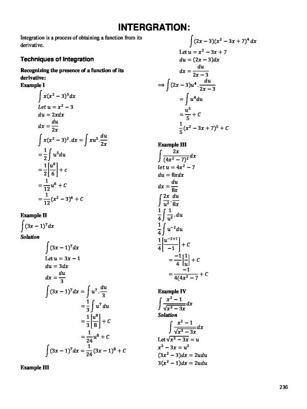 A-Level Mathematics: Integration and Differentiation Revision Notes (UNEB S5-S6)