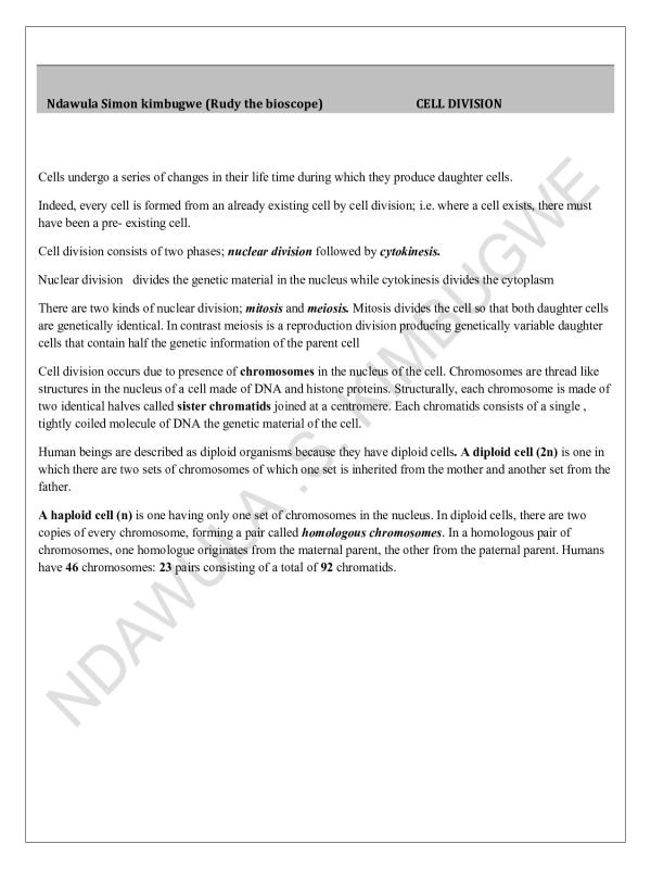 Cell Cycle Concept Notes - Biology
