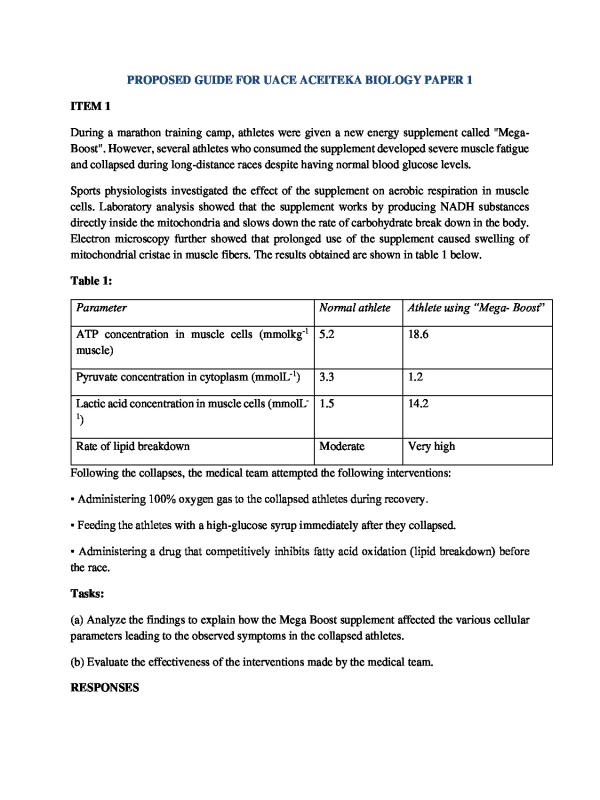 ACCEITEKA Biology Paper 1 Proposed Revision Guide 2026