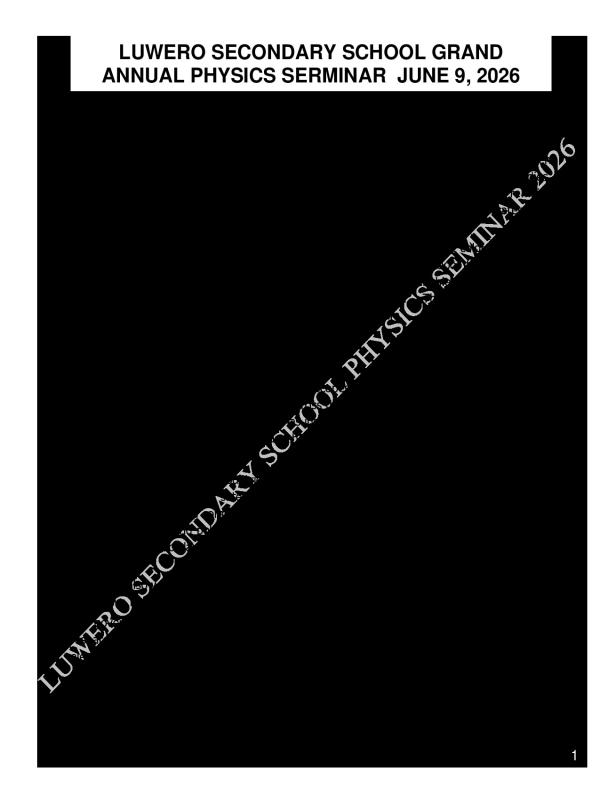 Luwero SS Physics Seminar Paper 2026 - UNEB Revision
