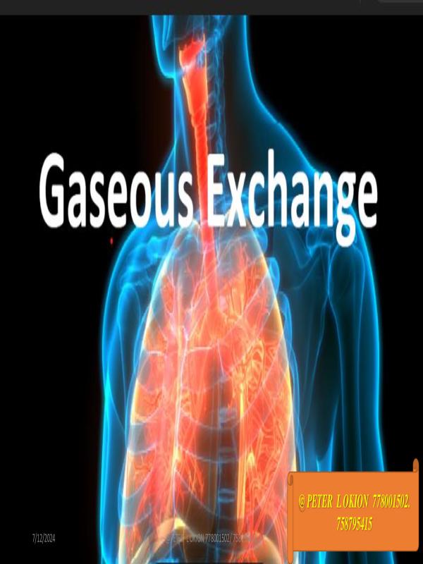 Senior Three Biology Lesson Notes: Gaseous Exchange