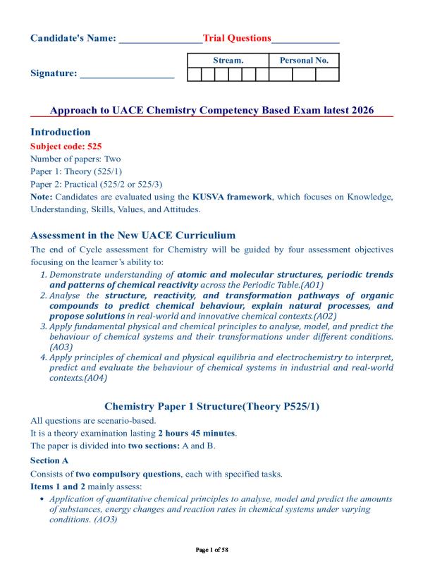 UNEB A-Level Chemistry Facilitation Material (S5-S6)