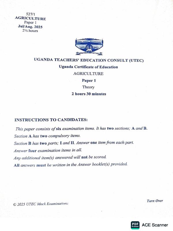 UCE UTEC AGRICULTURE PAPER 1