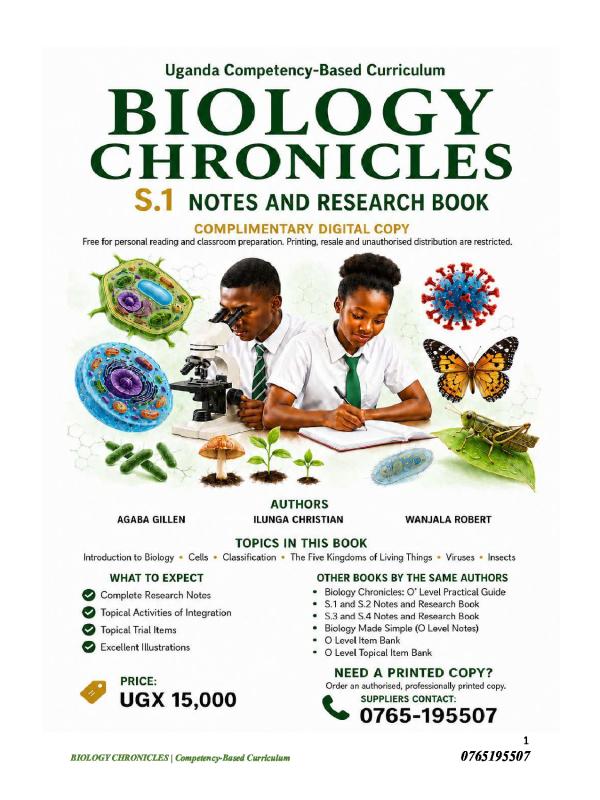 SIMPLIFIED BIOLOGY SENIOR ONE CBC LESSON NOTES