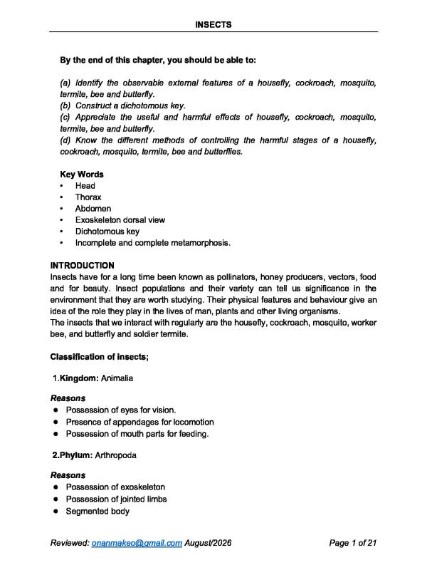 UPDATED SENIOR ONE BIOLOGY TERM 3 BIOLOGY NOTES 2026