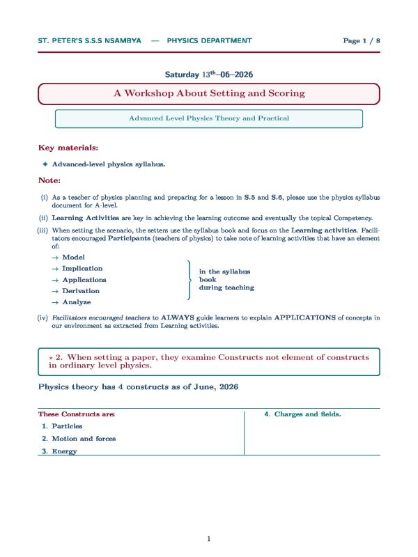 UNEB A-Level Physics Retooling Report by Experienced Examiners 2026