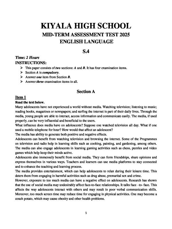 ENGLISH MODTERM EXAM 2025