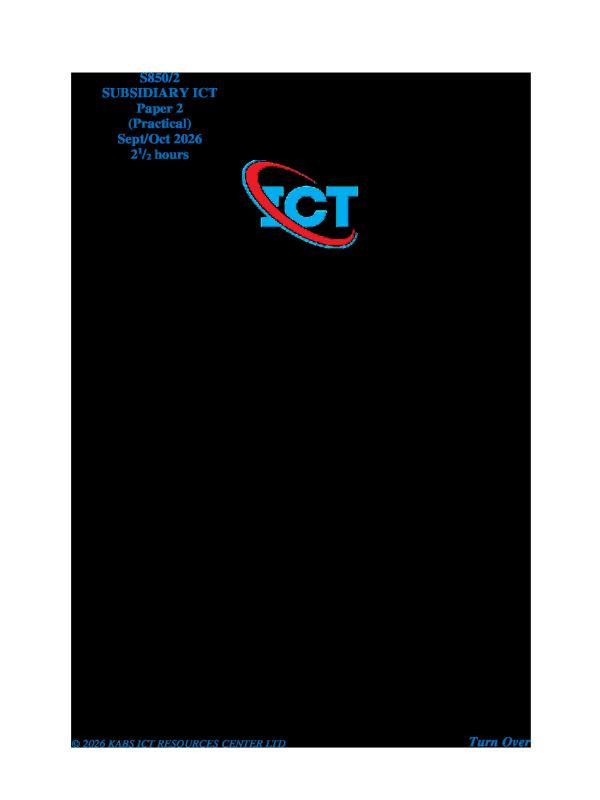 UNEB A-Level Subsidiary ICT Practical Revision Resource 2026