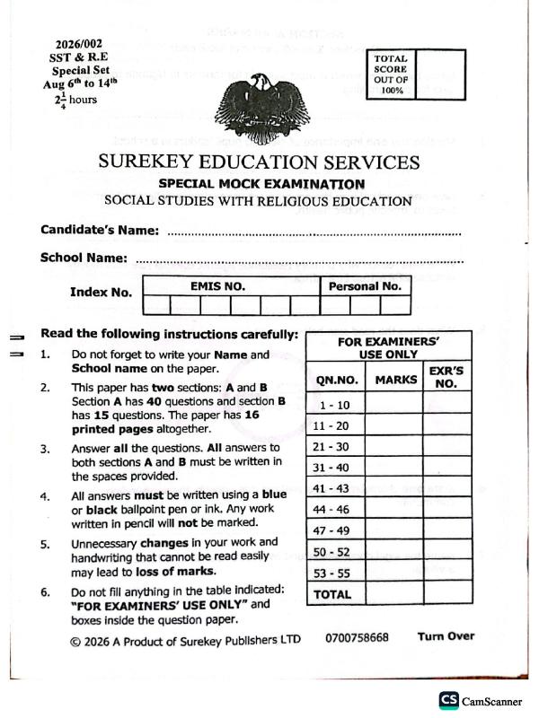 2026 Primary Social Studies (SST) Sure Key Special Mock Examinations