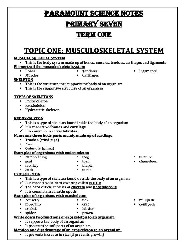 P.7 Science Paramount Study Material