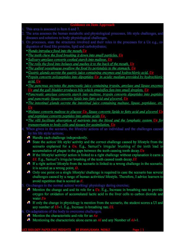 UNEB UCE Biology Revision: Guide to Answering Section B Items