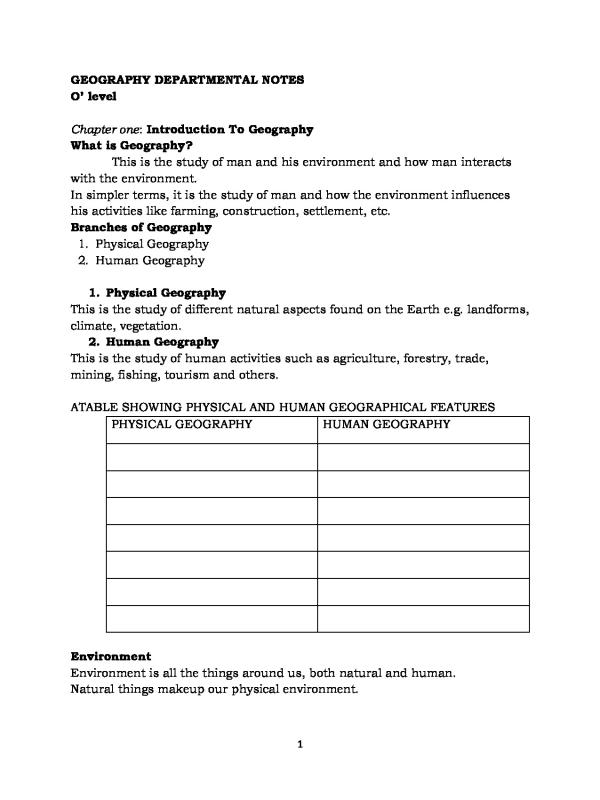 S 1–S 4 Geography Notes New curriculum