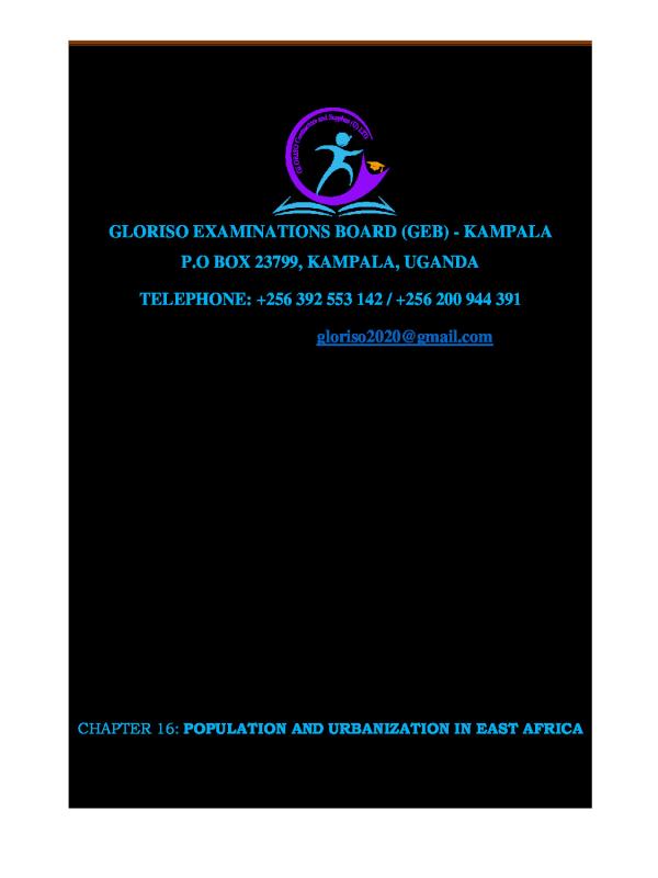 O' LEVEL GEOG POPULATION AND URBANIZATION IN EAST AFRICA NOTES