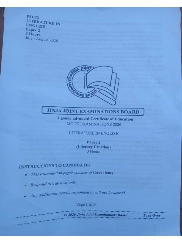 A-Level JJEB Literature in English Paper Two (2026)
