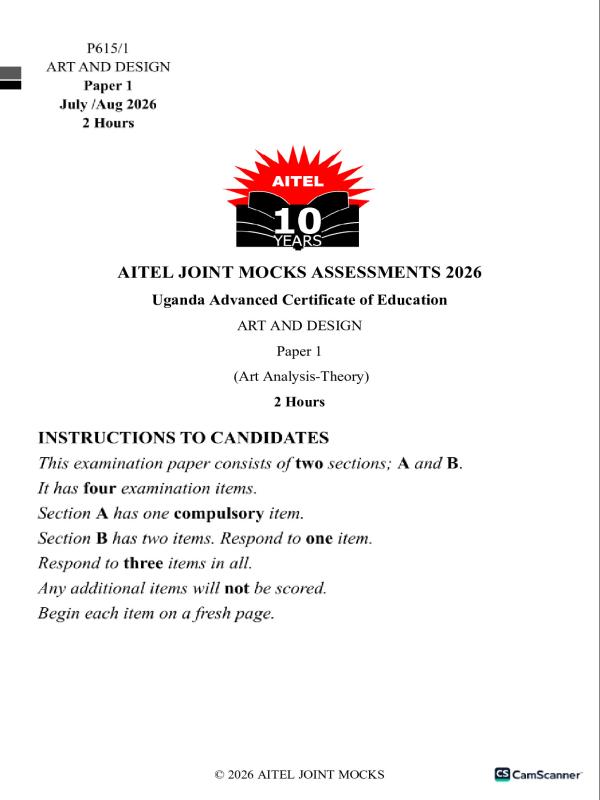 AITEL UACE Art Paper 1 Mock Exam 2026