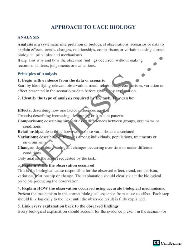 S.6 Biology Mock Examination Items - Uganda Curriculum